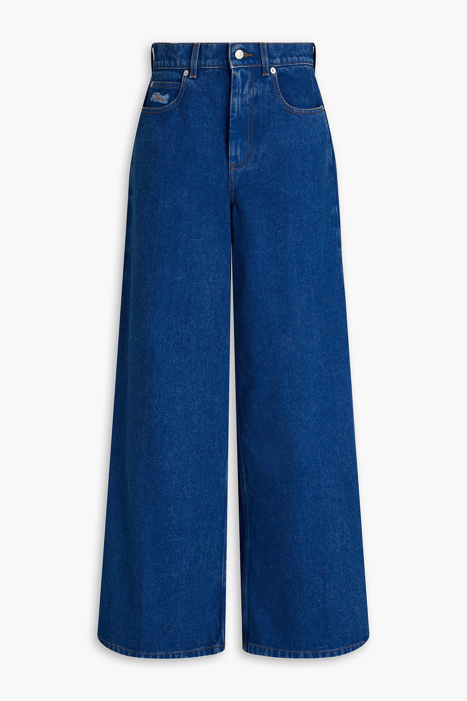 Marni Hoch Sitzende Jeans Mit Weitem Bein In Mittelblauer Denim