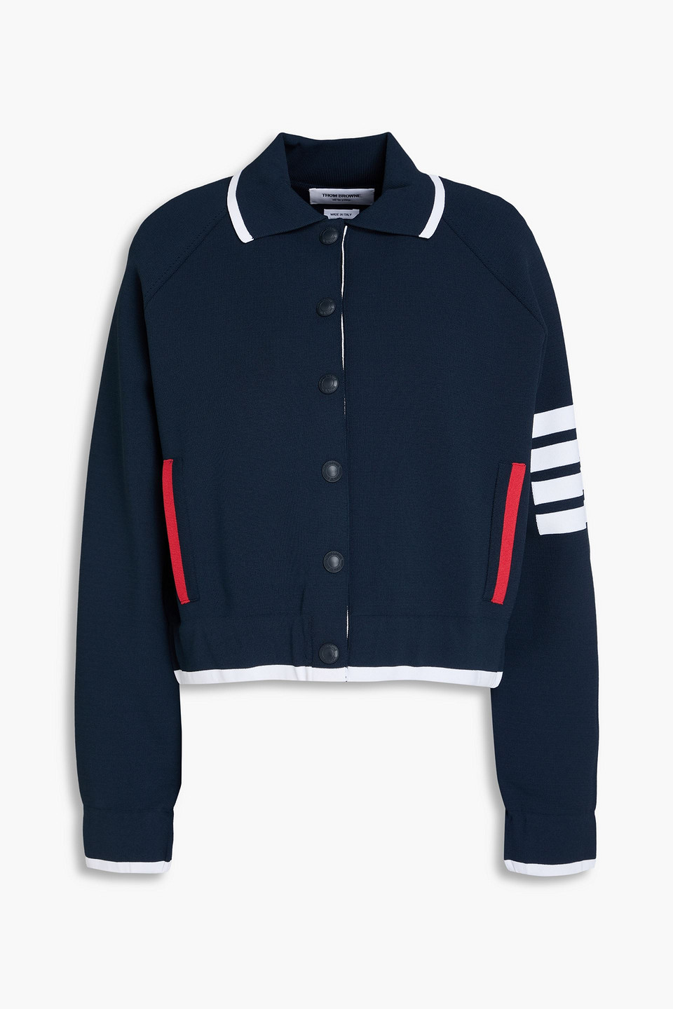Striped knitted bomber jacket