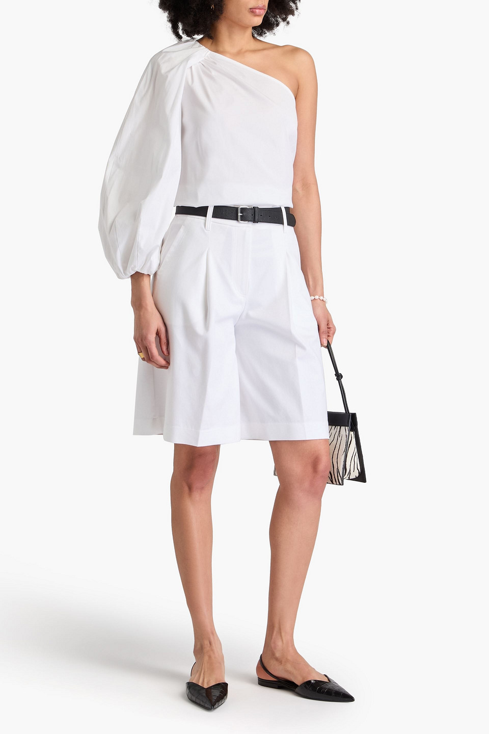  Carolina Herrera - Oberteil Aus Popeline Aus Einer Baumwollmischung Mit Asymmetrischer Schulterpartie - Weiß - Us 4 