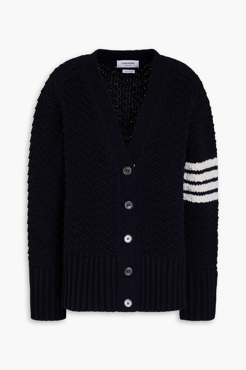 Thom Browne Striped Wool-blend Cardigan In Navy