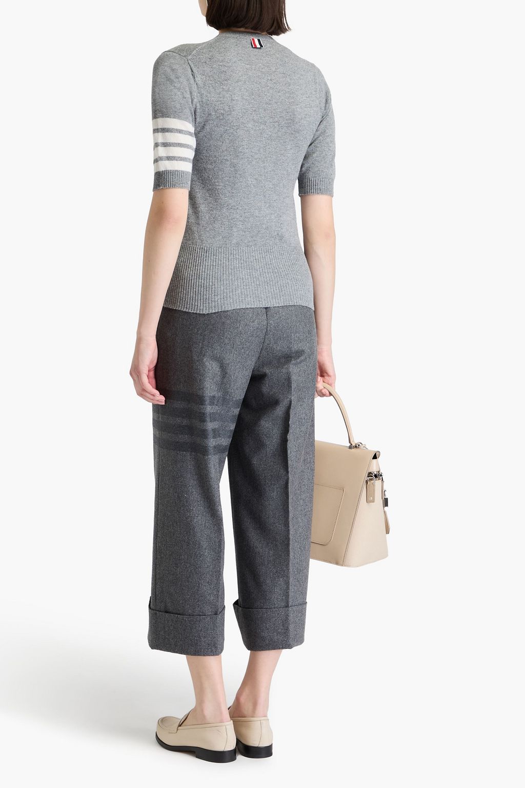 THOM BROWNE كنزة رياضية من الكشمير بتصميم مخطط
