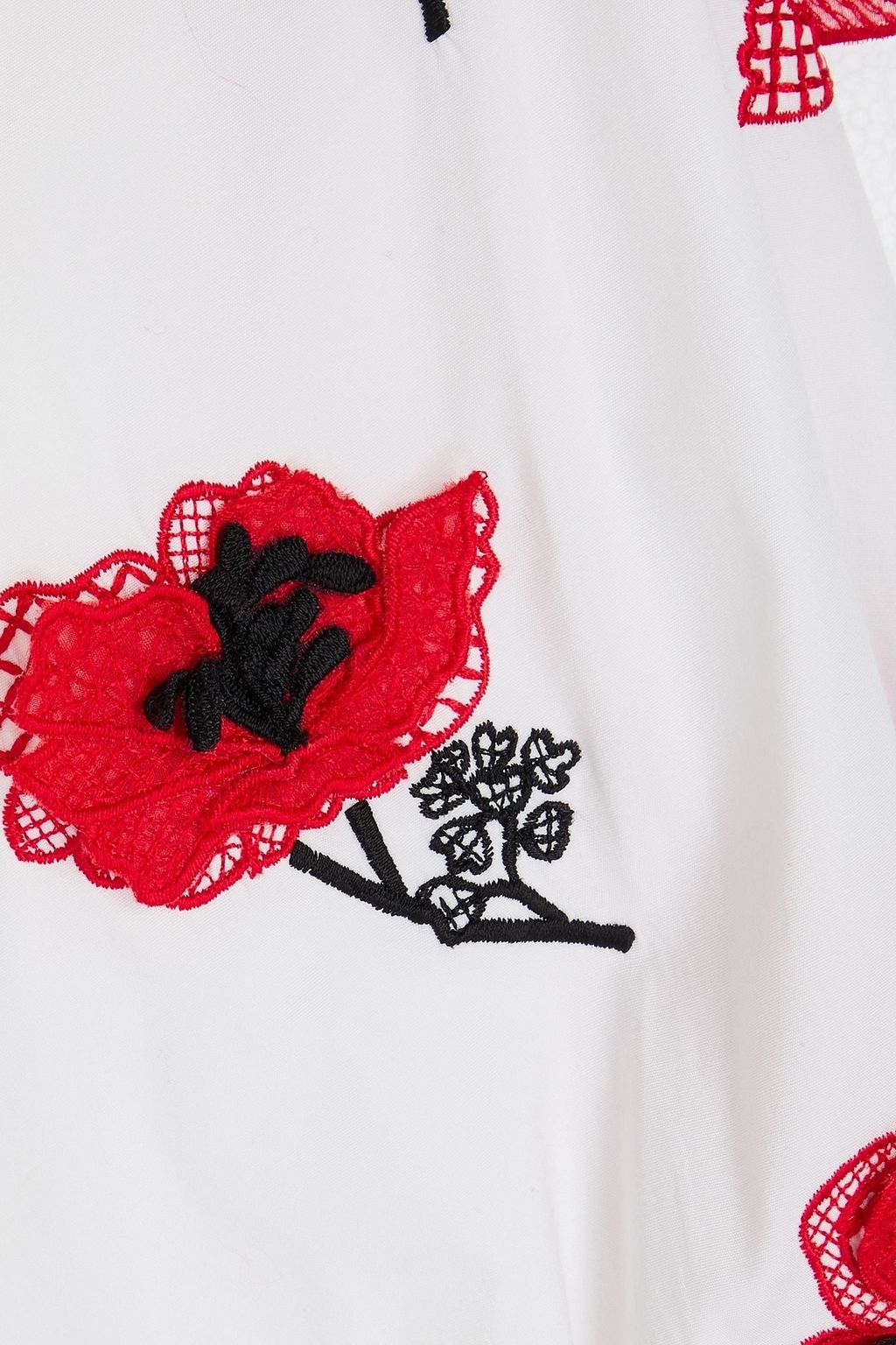 CAROLINA HERRERA Floral-appliquéd cotton-blend poplin shirt