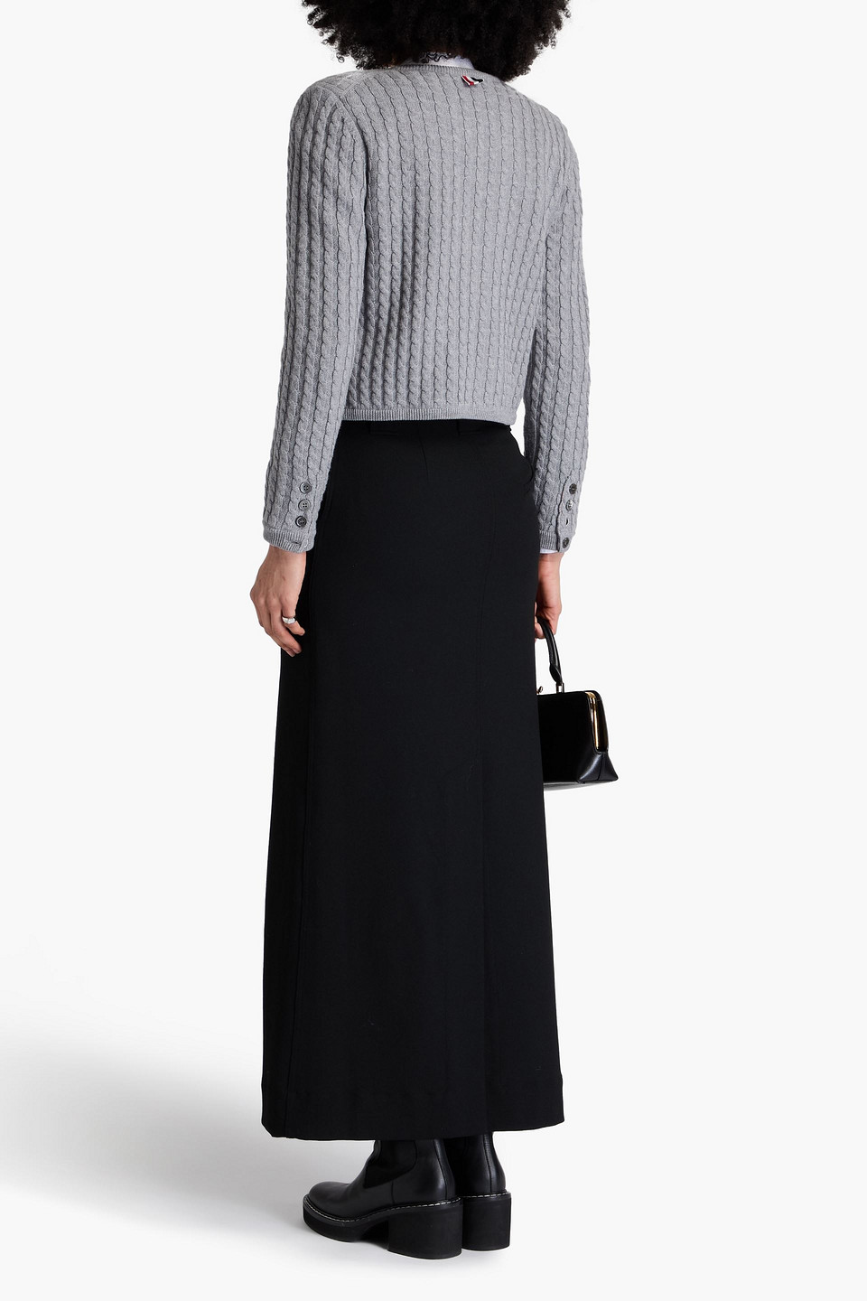 THOM BROWNE CABLE-KNIT WOOL CARDIGAN