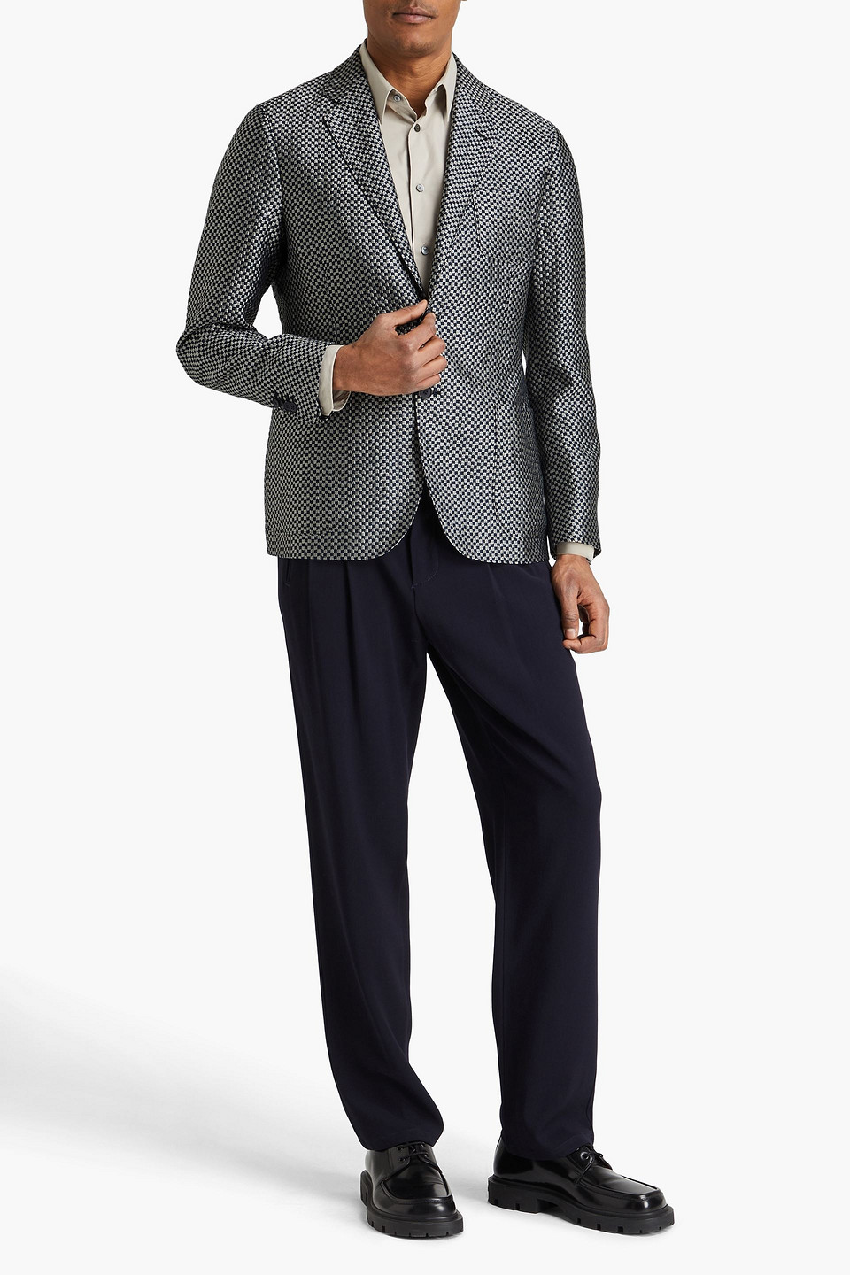GIORGIO ARMANI GINGHAM JACQUARD BLAZER