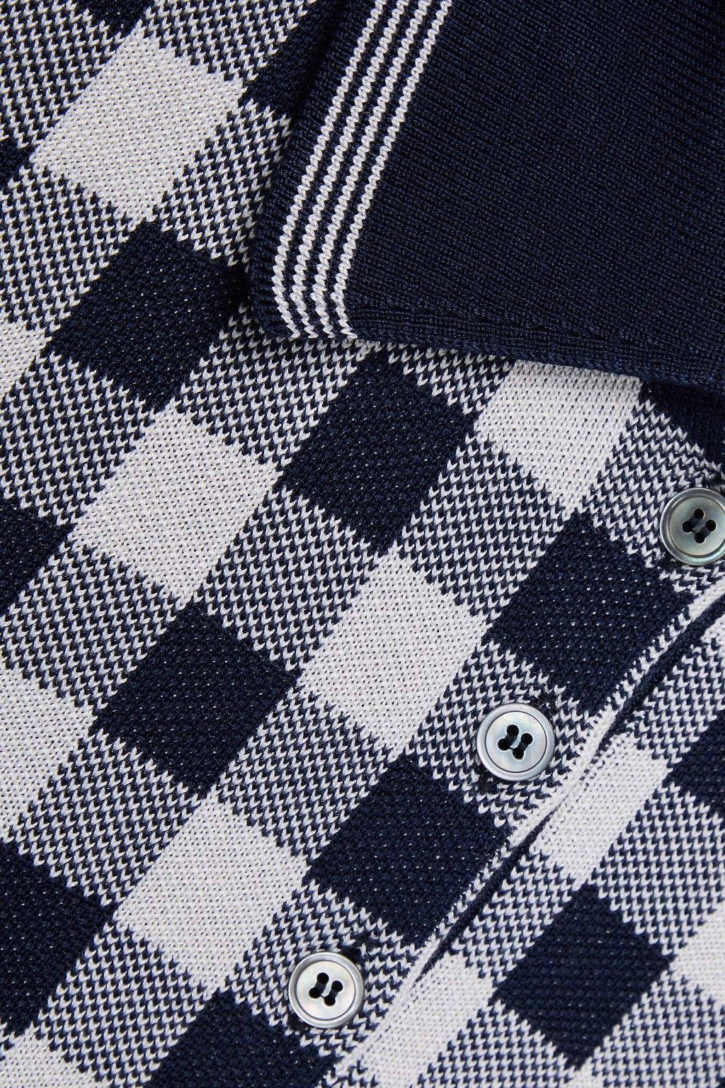 THOM BROWNE بلوزة من الحرير بنقش مربعات