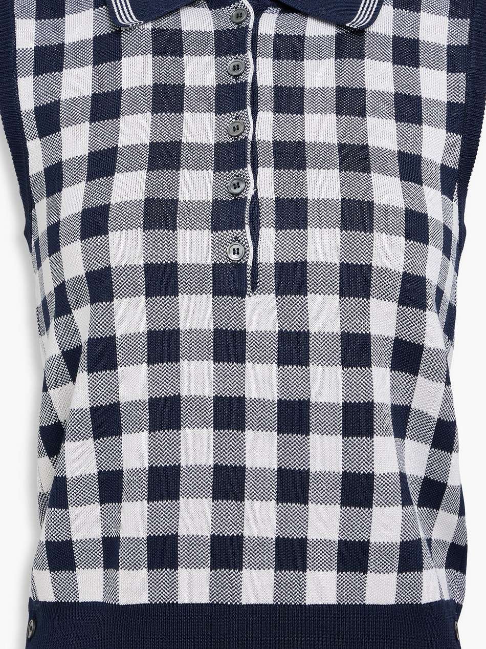 checked silk top