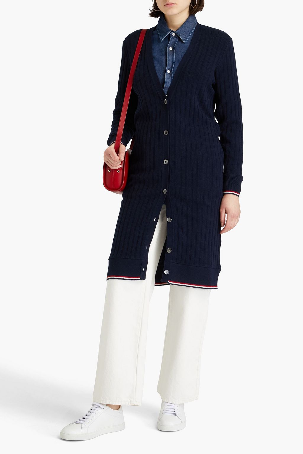 THOM BROWNE كارديغان من الكشمير بتصميم مضلّع