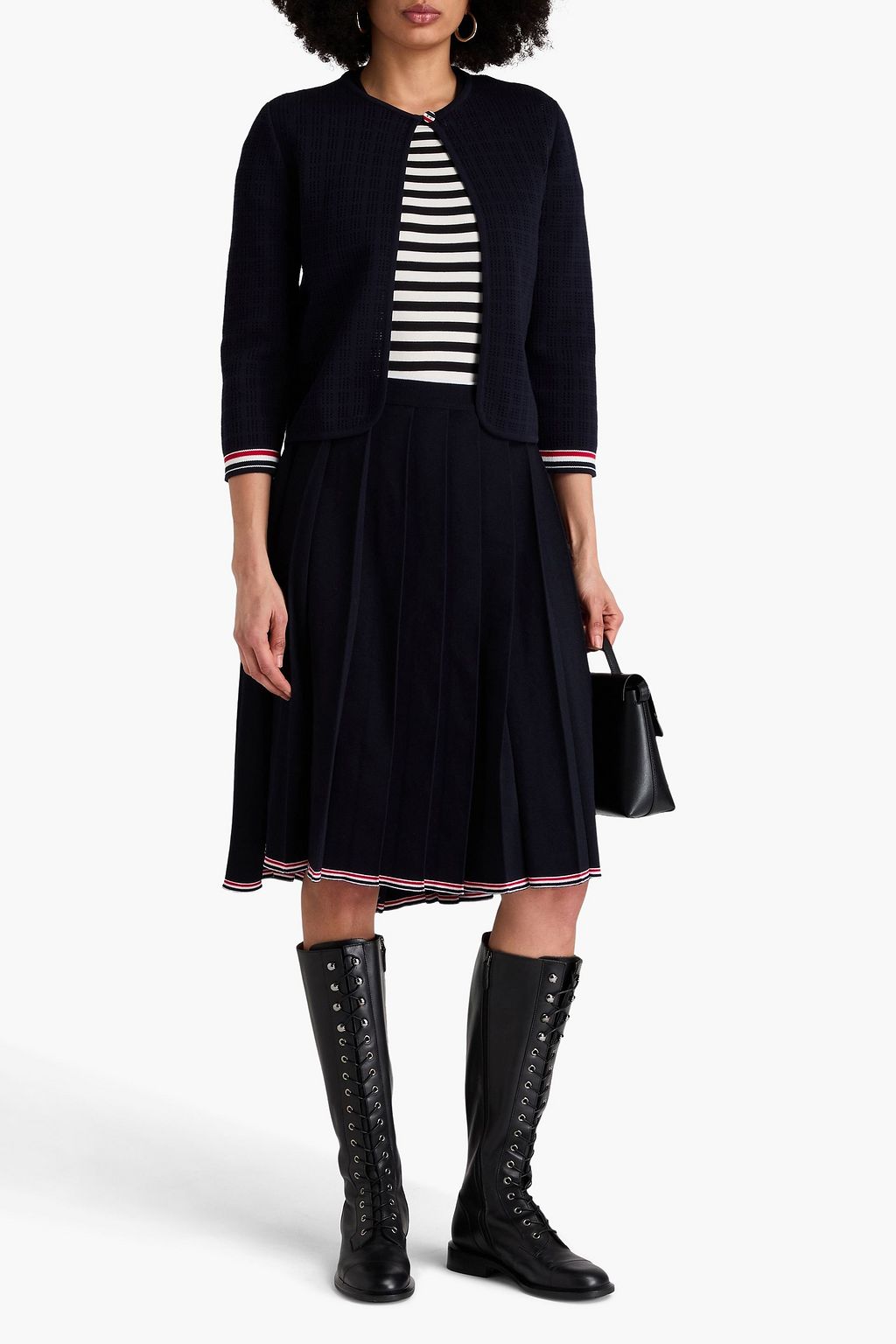 THOM BROWNE كارديغان من القطن بحبكة بوانتيل