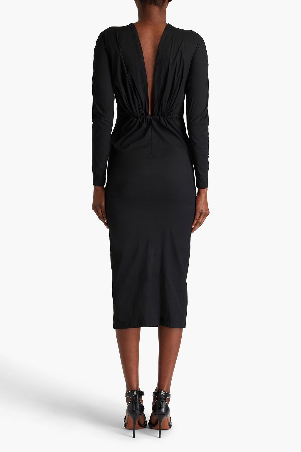 ALAÏA Gathered taffeta midi dress