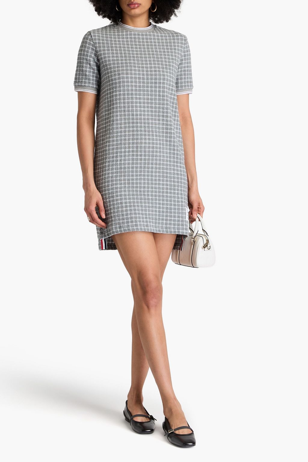 THOM BROWNE Checked cotton-blend tweed mini dress