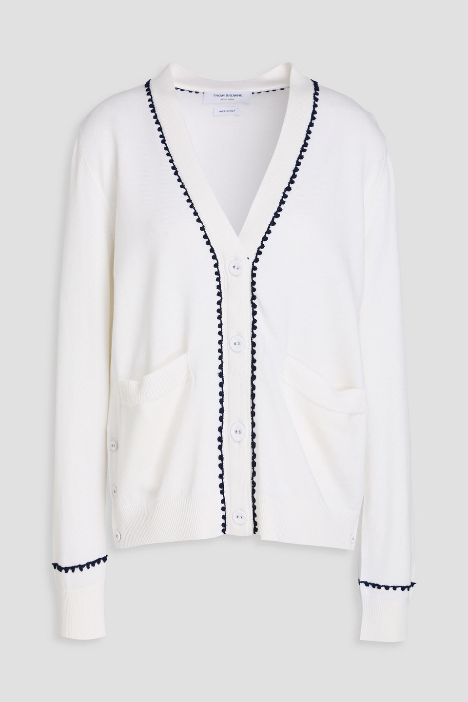 Thom Browne Silk And Cotton-blend Cardigan In White