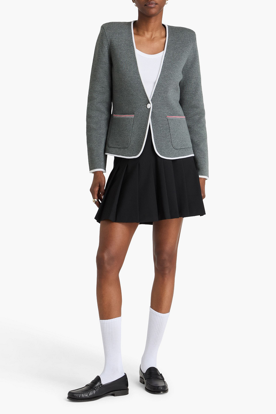 Thom Browne Wool-blend Blazer In Gray