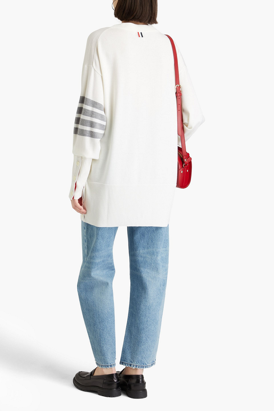  Thom Browne - Wollpullover Mit Streifen - Weiß - It 42 