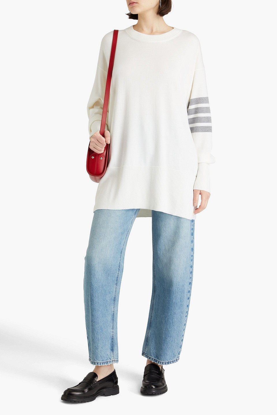  Thom Browne - Wollpullover Mit Streifen - Weiß - It 42 