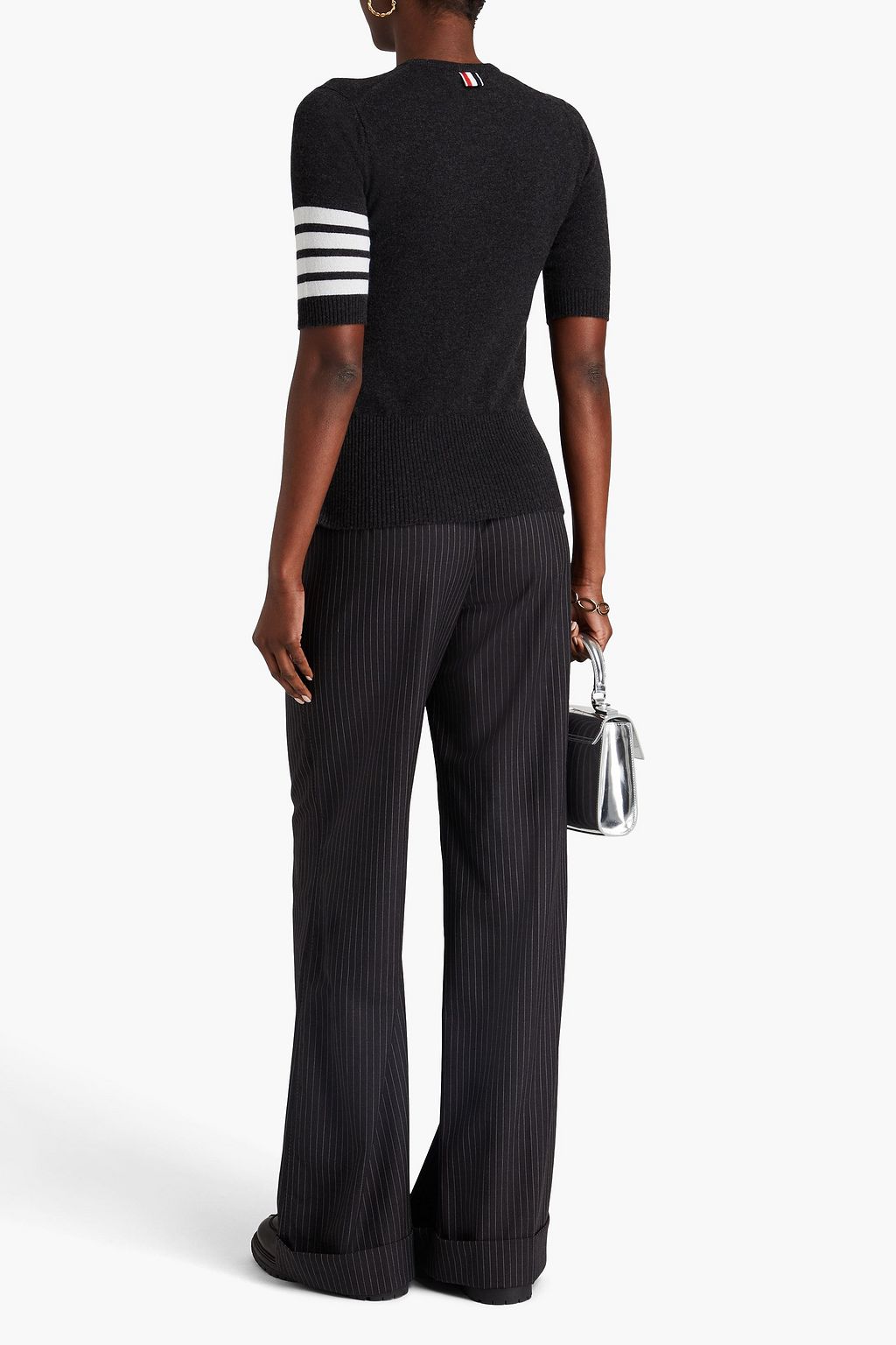 THOM BROWNE كنزة رياضية من الكشمير بتصميم مخطط