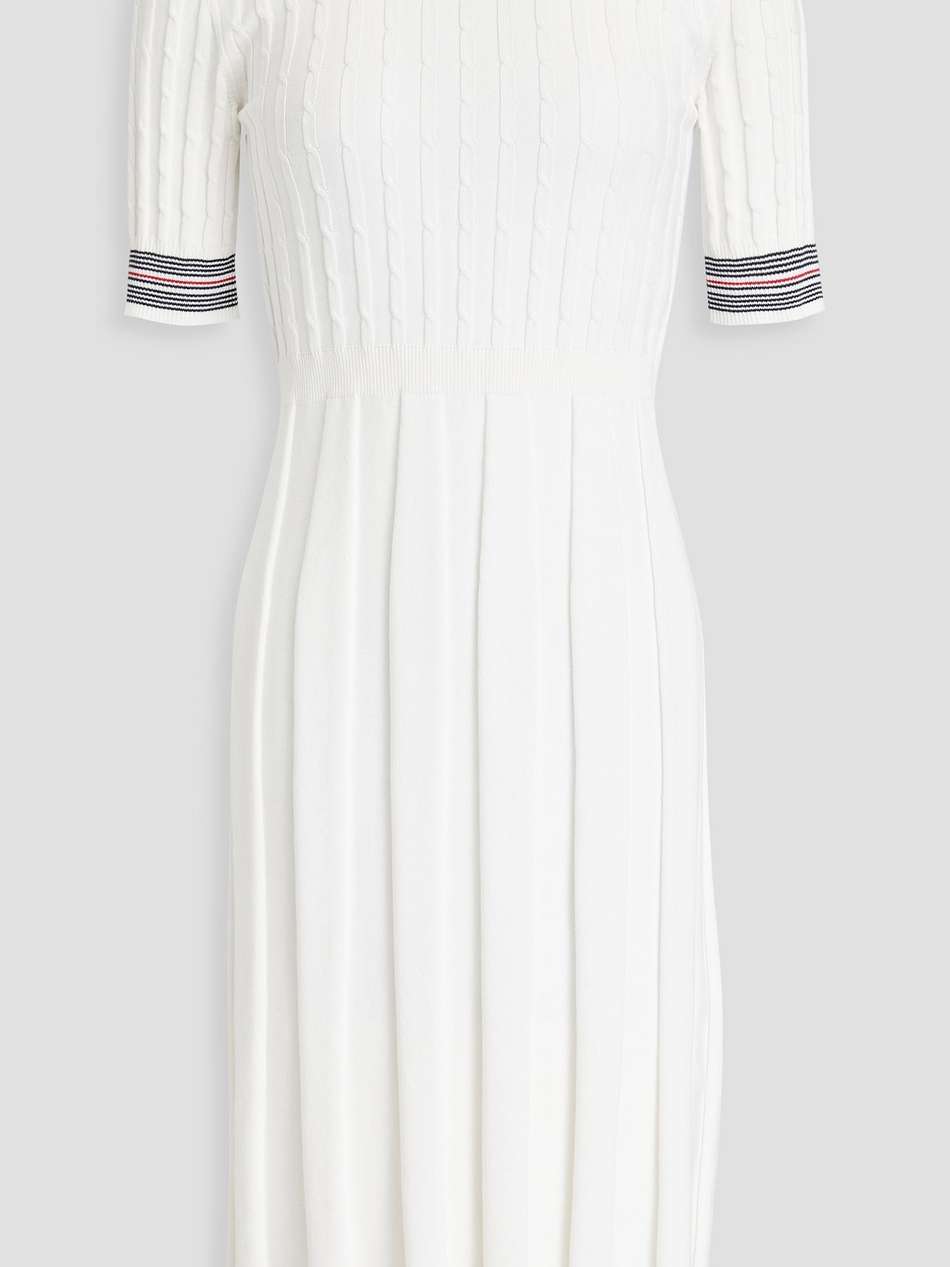 pleated cable-knit cotton dress