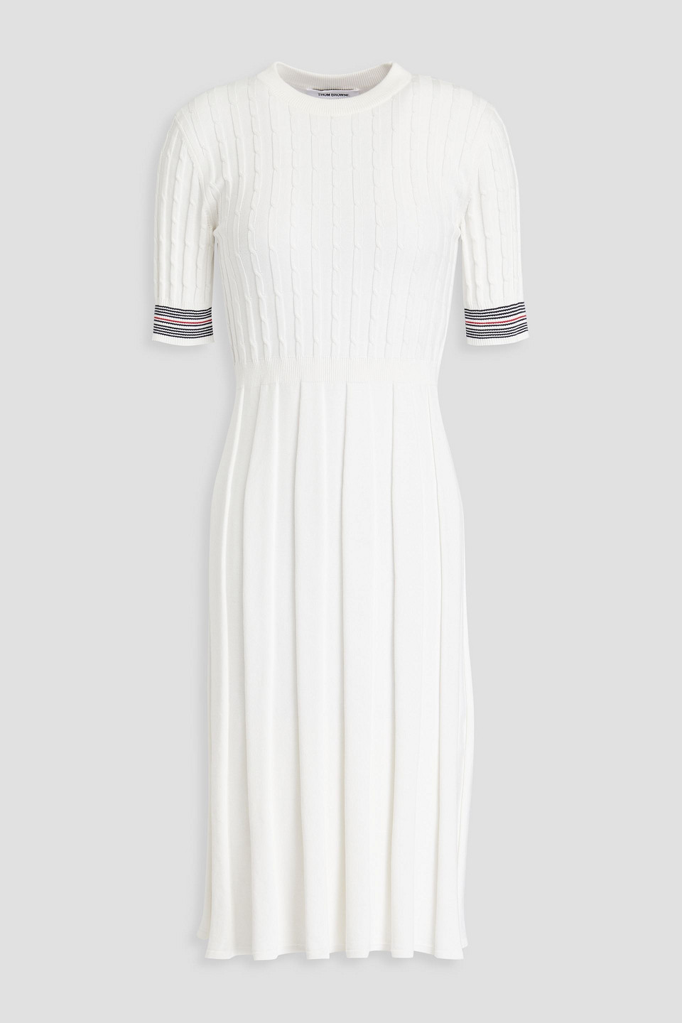 Thom Browne Short-sleeve Pleated Dress In White