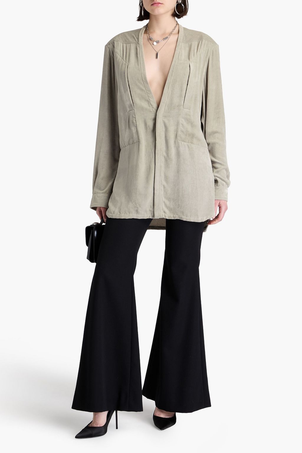 RICK OWENS قميص من المخمل