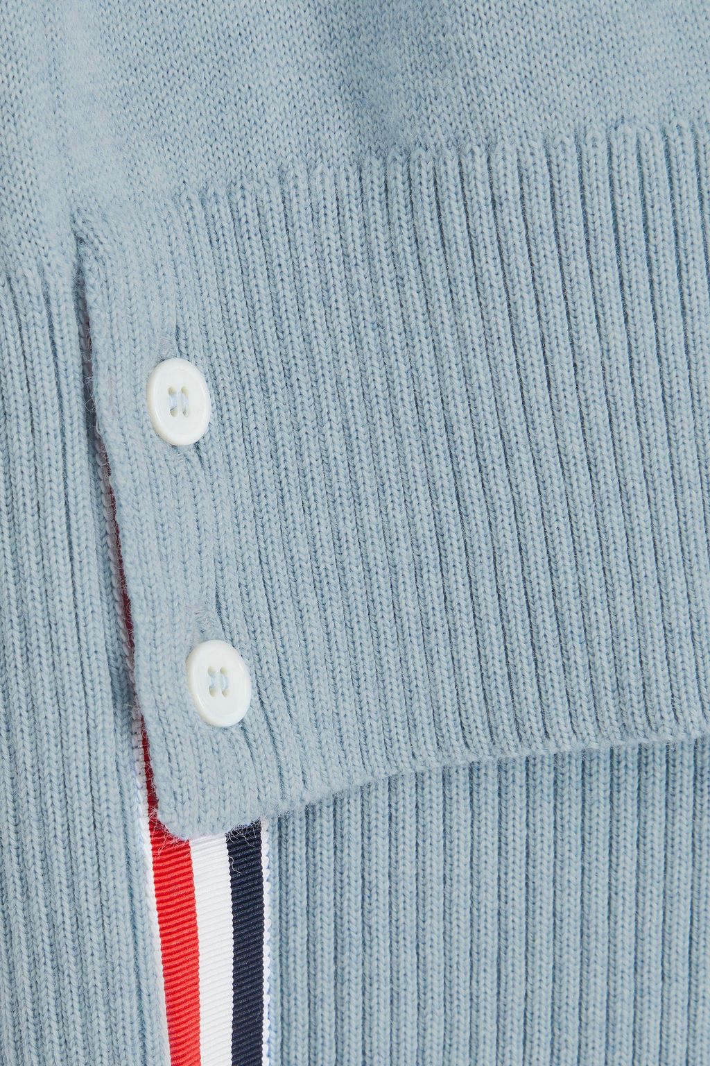THOM BROWNE فستان قصير بأسلوب القميص من الصوف بتصميم مخطط