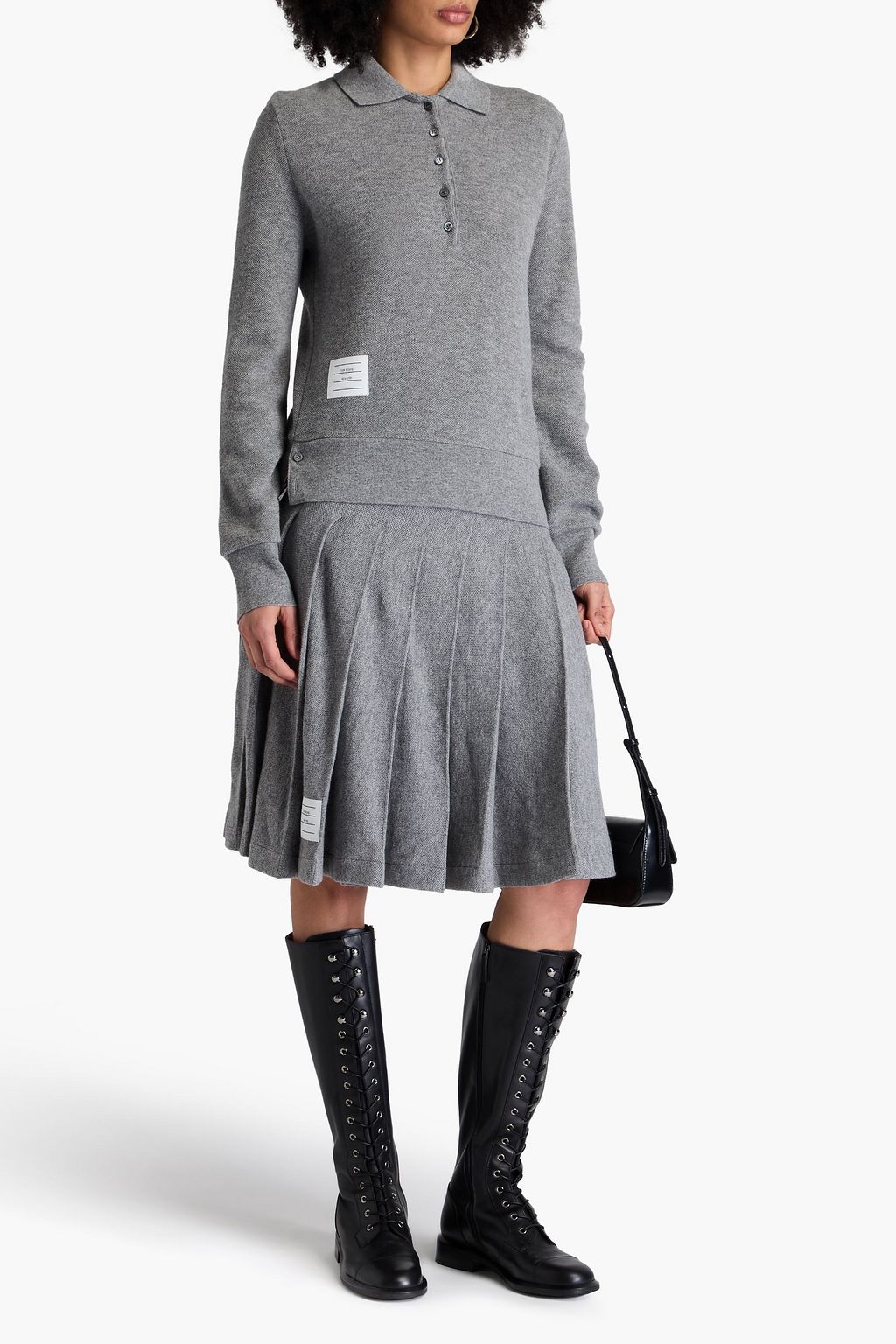 THOM BROWNE Cashmere-piqué polo sweater