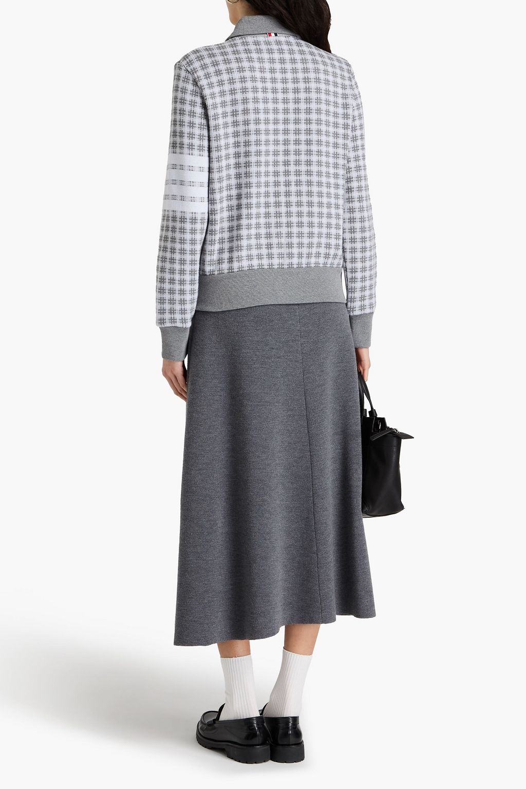 THOM BROWNE Checked jacquard-knit cotton cardigan