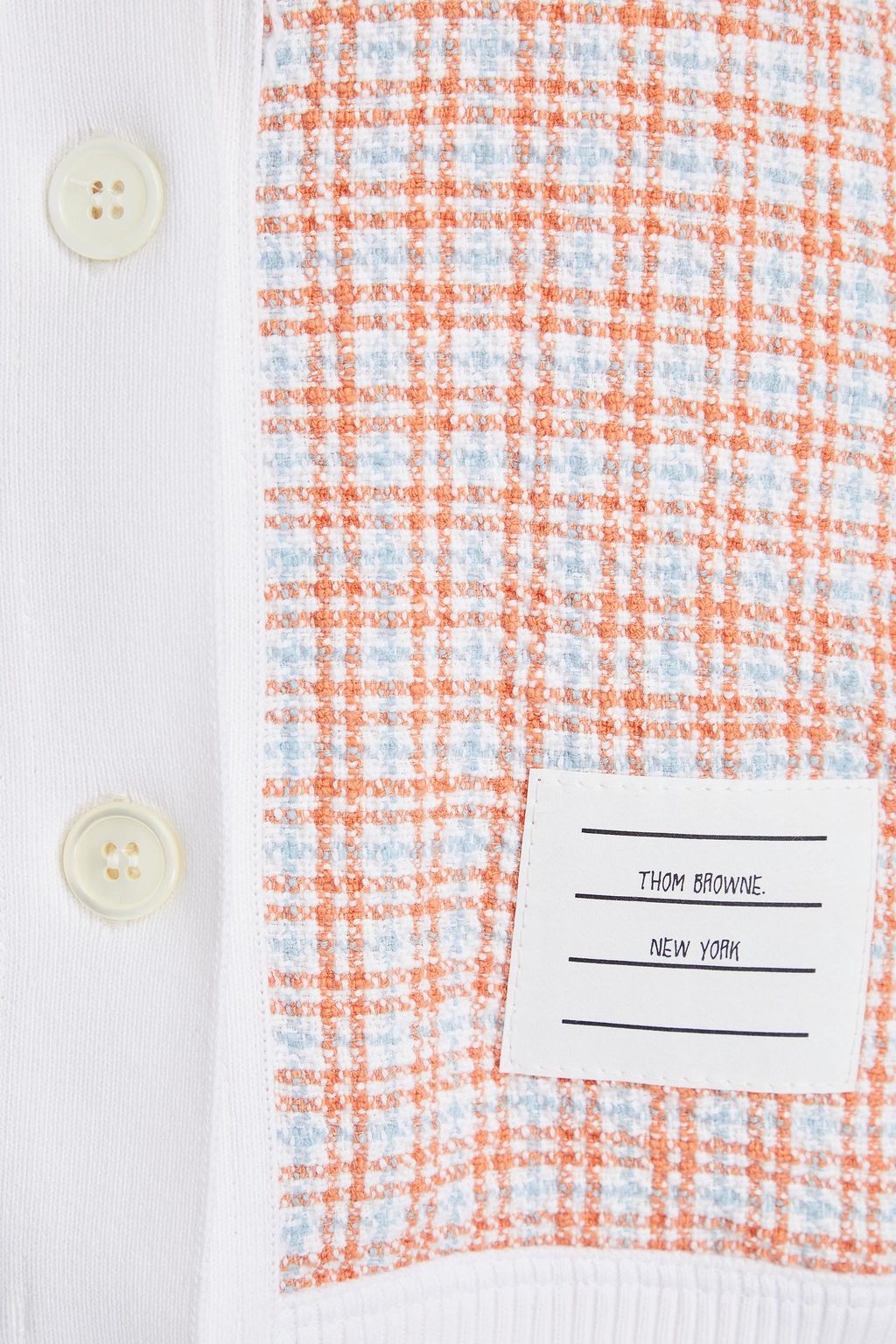 THOM BROWNE Checked cotton-blend tweed cardigan