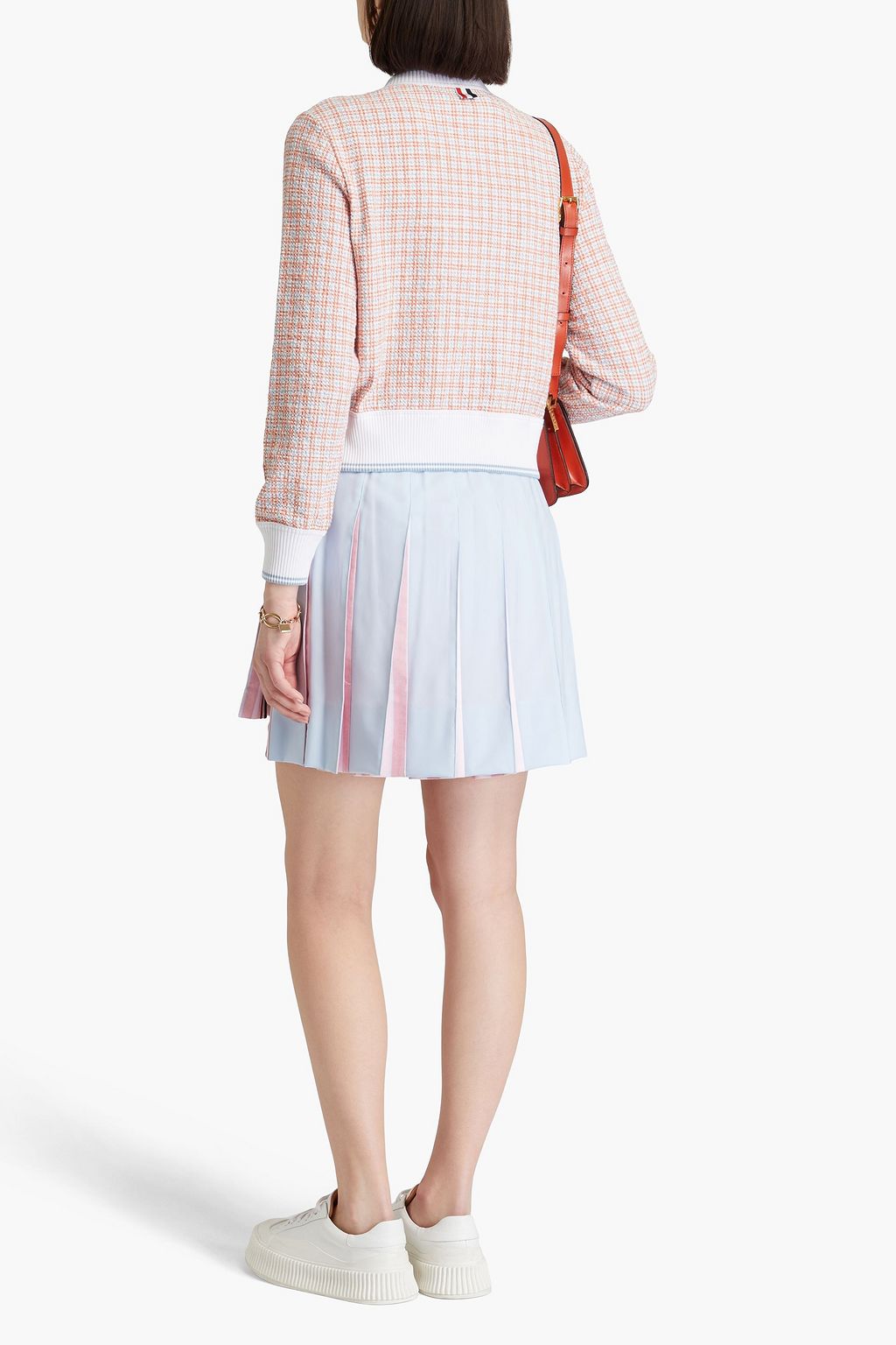 THOM BROWNE Checked cotton-blend tweed cardigan