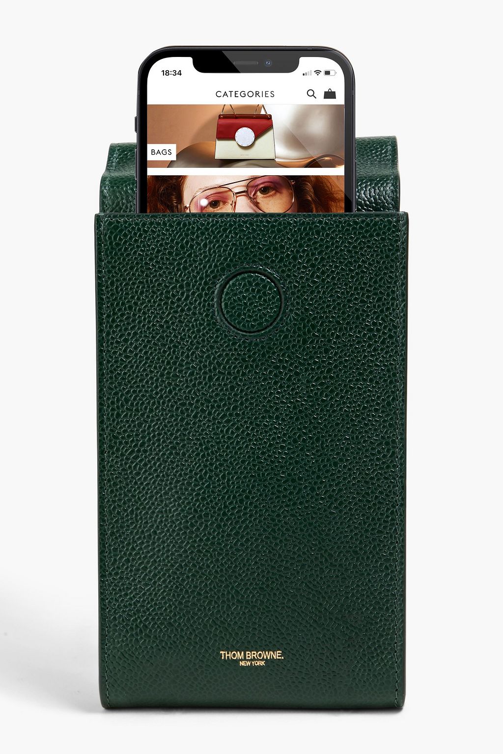 THOM BROWNE Pebbled-leather phone pouch