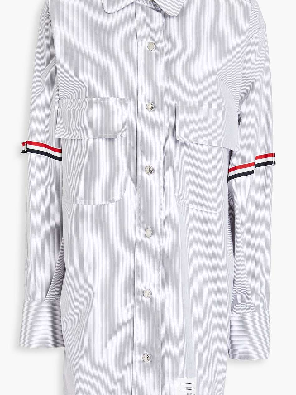 striped cotton oxford mini shirt dress