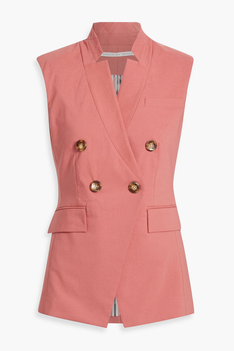 Veronica Beard Amika Double-breasted Modal-blend Vest In Antique Rose