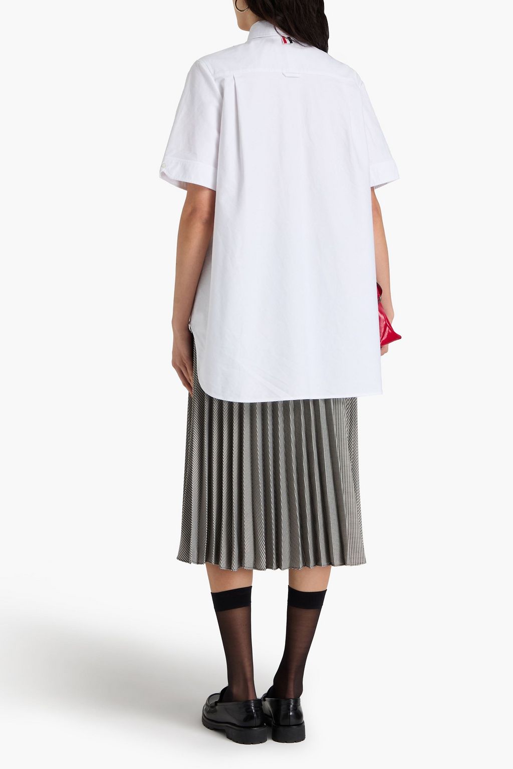 THOM BROWNE Pussy-bow cotton Oxford shirt