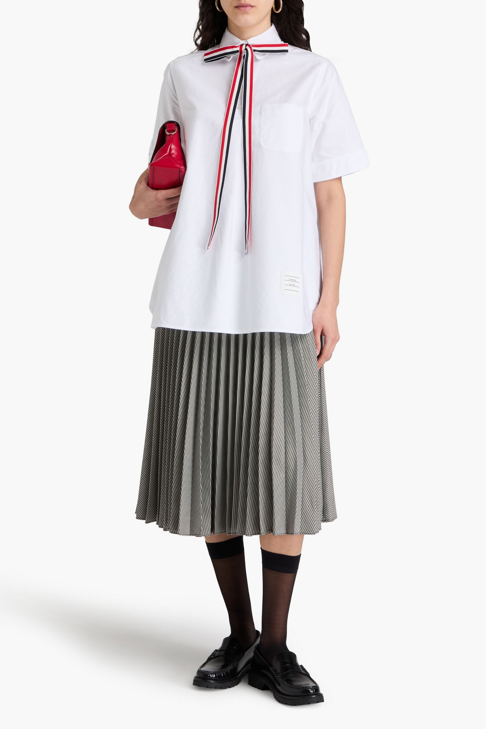 Thom Browne Pussy-bow cotton Oxford shirt