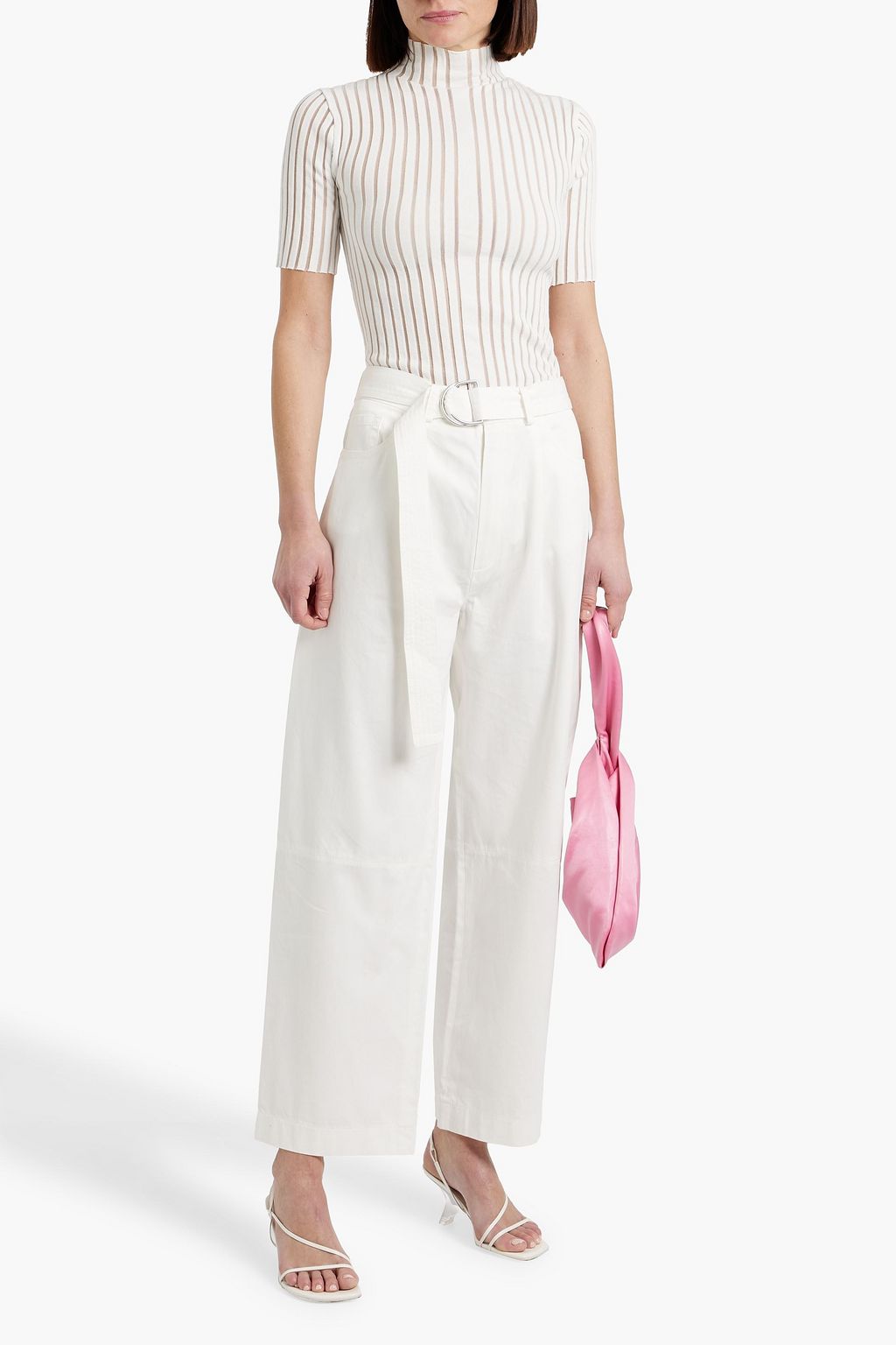 NANUSHKA Radia belted cotton-twill tapered pants