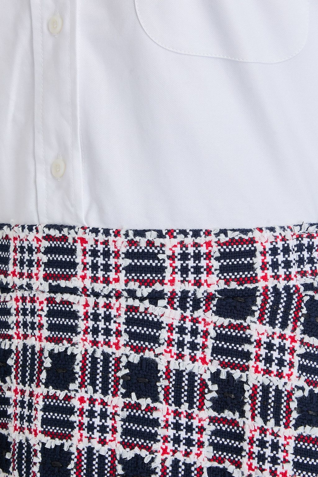 THOM BROWNE コットン混ツイード ミディシャツワンピース オックスフォードパネル