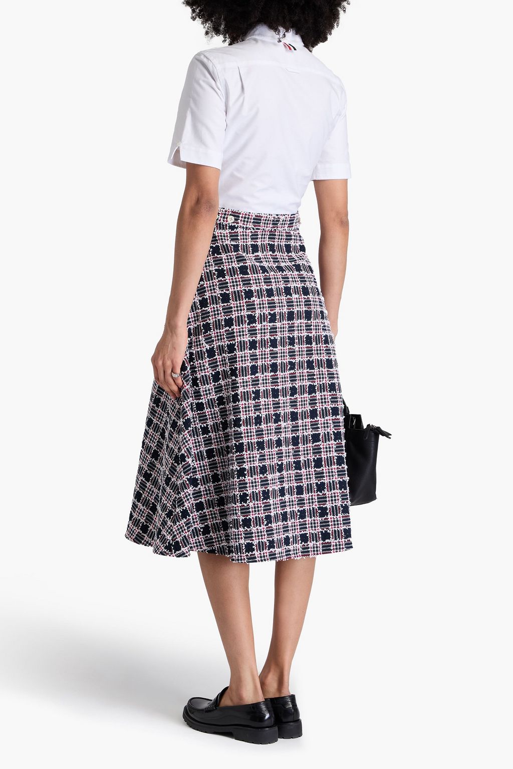THOM BROWNE コットン混ツイード ミディシャツワンピース オックスフォードパネル