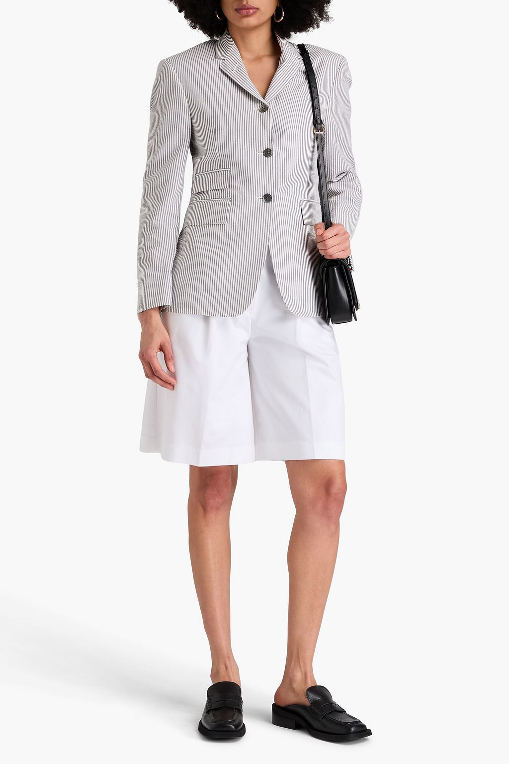 THOM BROWNE بليزر من نسيج سيرساكر القطني المخطط