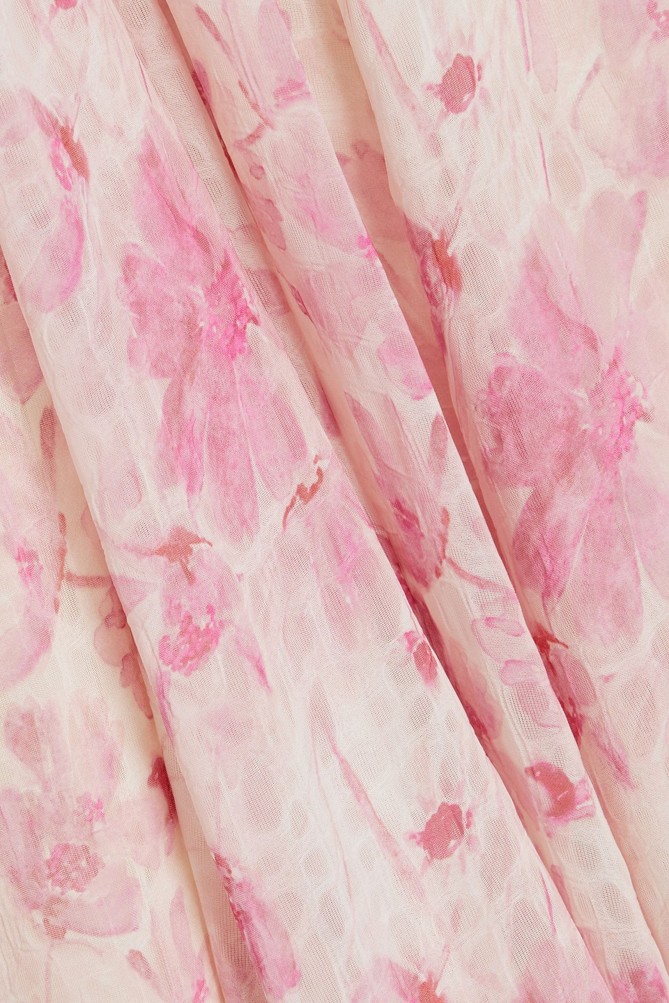 Mikael Aghal One-shoulder Floral-print Chiffon Maxi Dress In Baby Pink