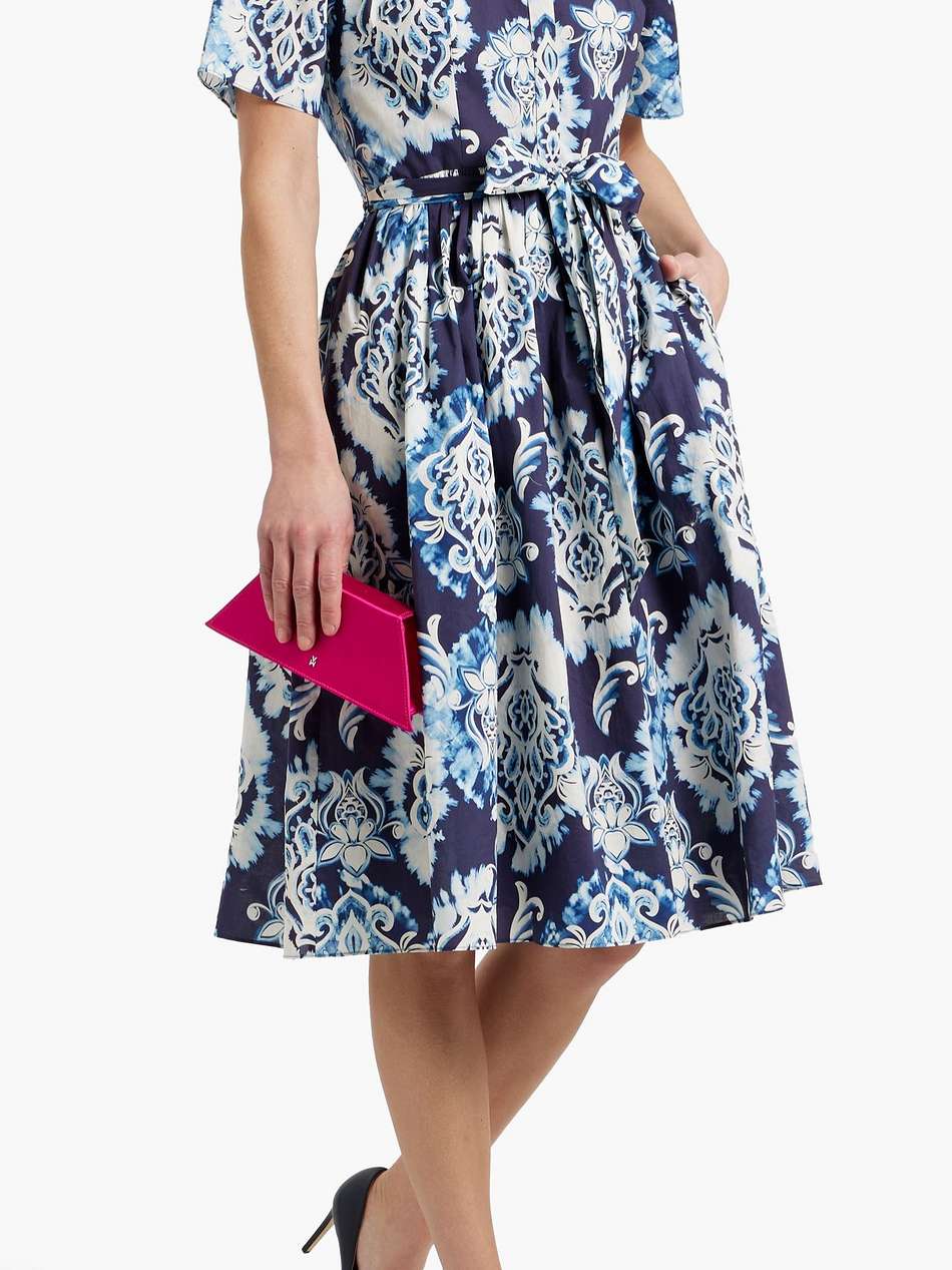 belted printed cotton-poplin midi dress