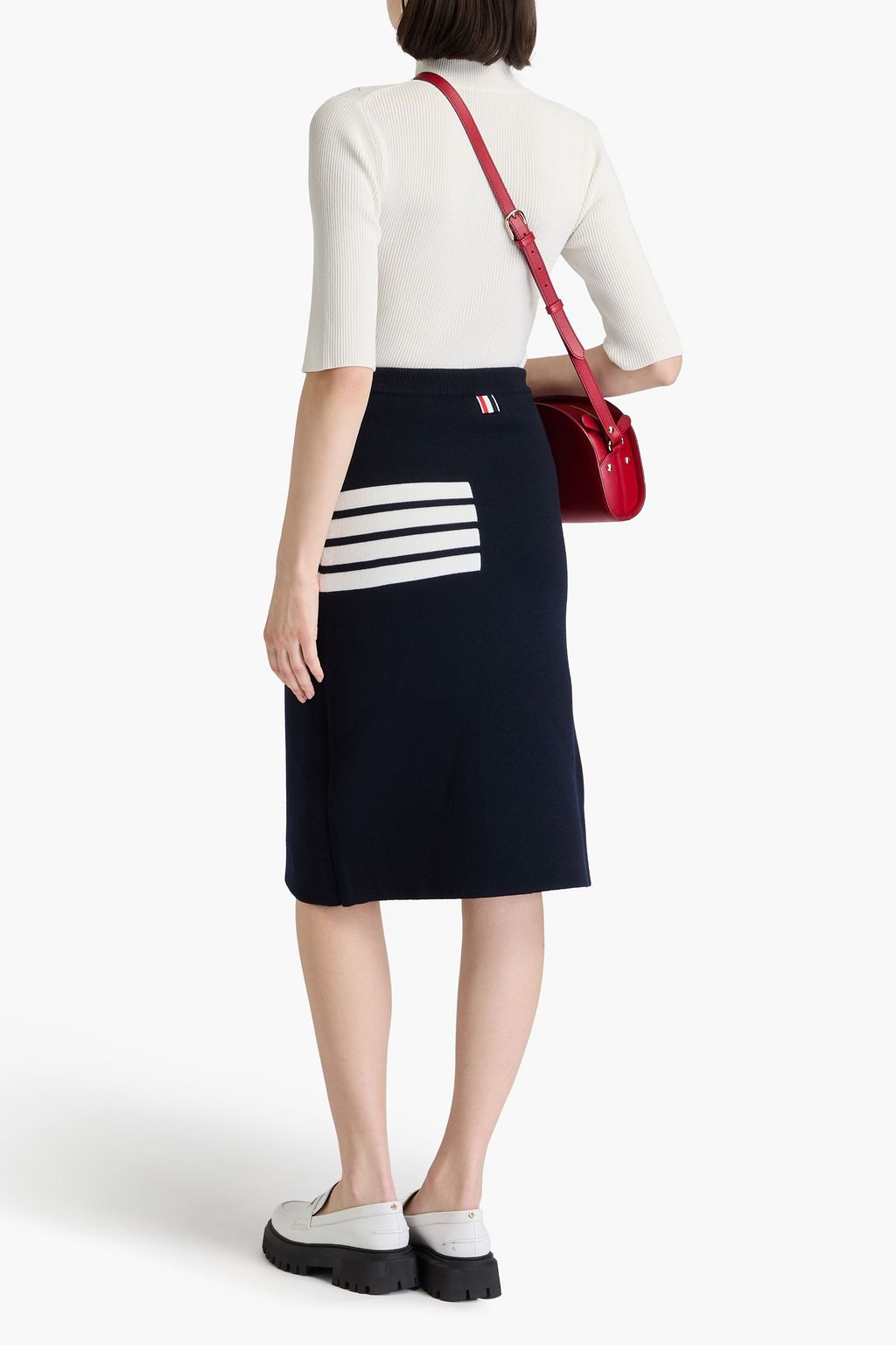 THOM BROWNE Striped wool-blend skirt