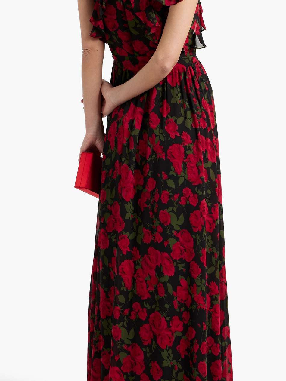 ruffled floral-print chiffon maxi dress