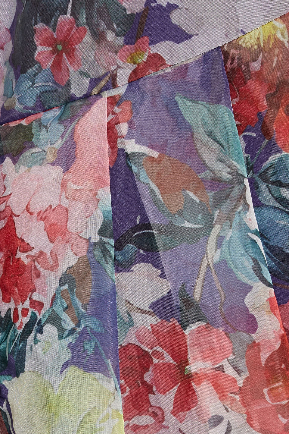 Mikael Aghal Hemdkleid Aus Habotai-seide Mit Floralem Print Und Falten In Indigo