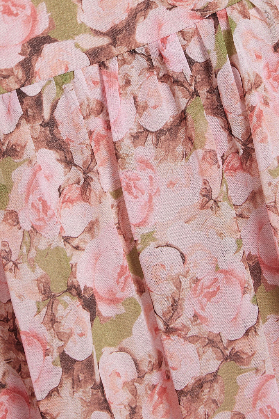 Mikael Aghal Ruffled Floral-print Chiffon Maxi Dress In Baby-pink