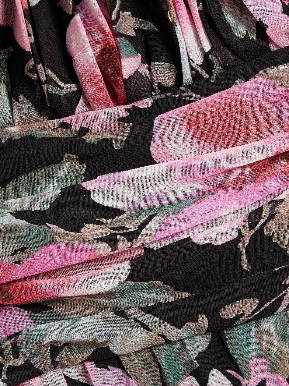 cutout floral-print plissé-chiffon maxi dress