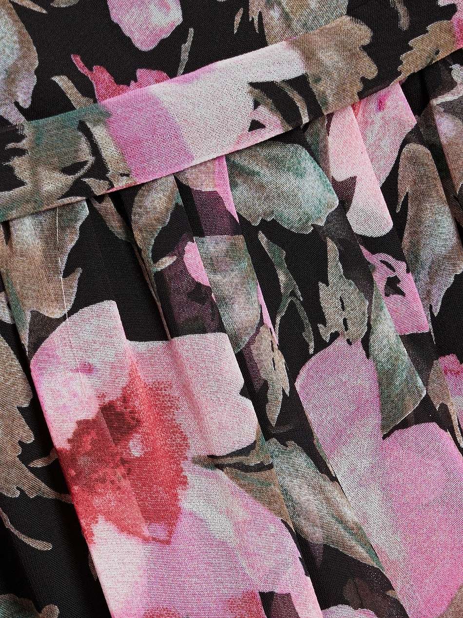one-shoulder floral-print chiffon maxi dress