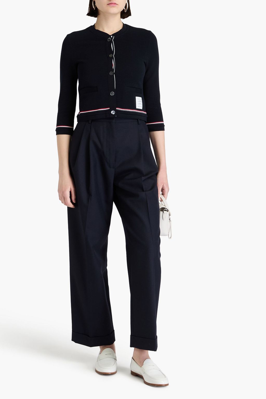 THOM BROWNE Ribbed cotton cardigan