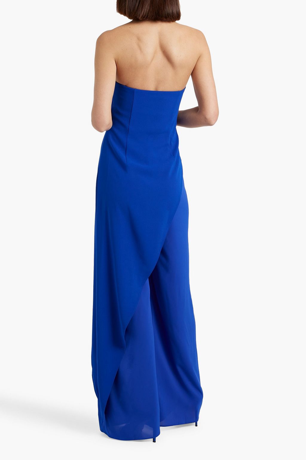 ALICE + OLIVIA Alondra strapless asymmetric crepe and charmeuse jumpsuit