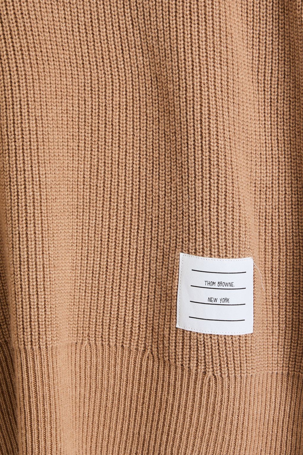 THOM BROWNE Striped ribbed cashmere hoodie