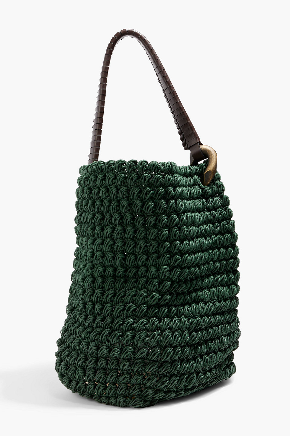 Jw Anderson Jwa Xl Corner Bucket Crocheted Cotton-blend Tote In Forest Green