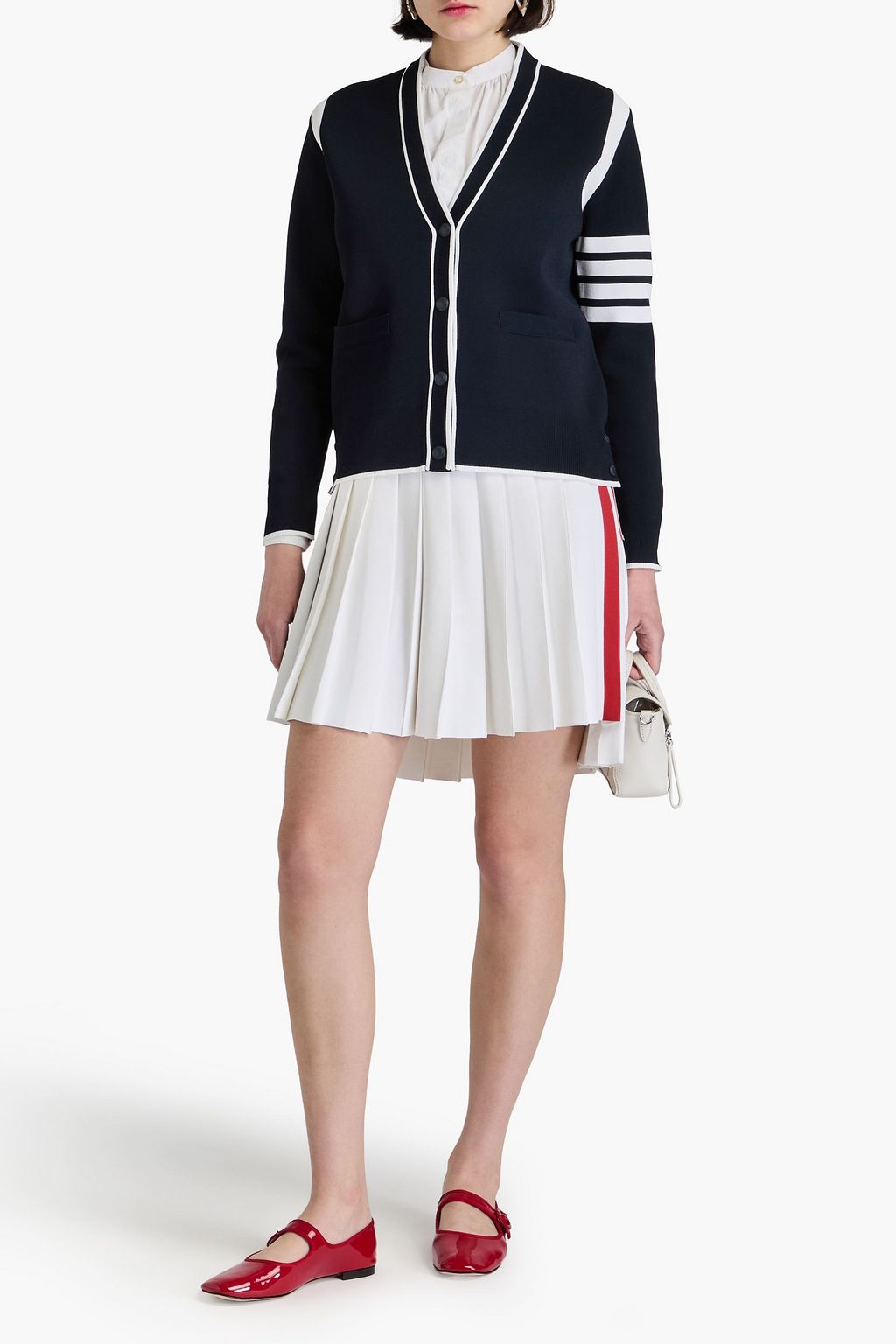 THOM BROWNE Striped knitted cardigan