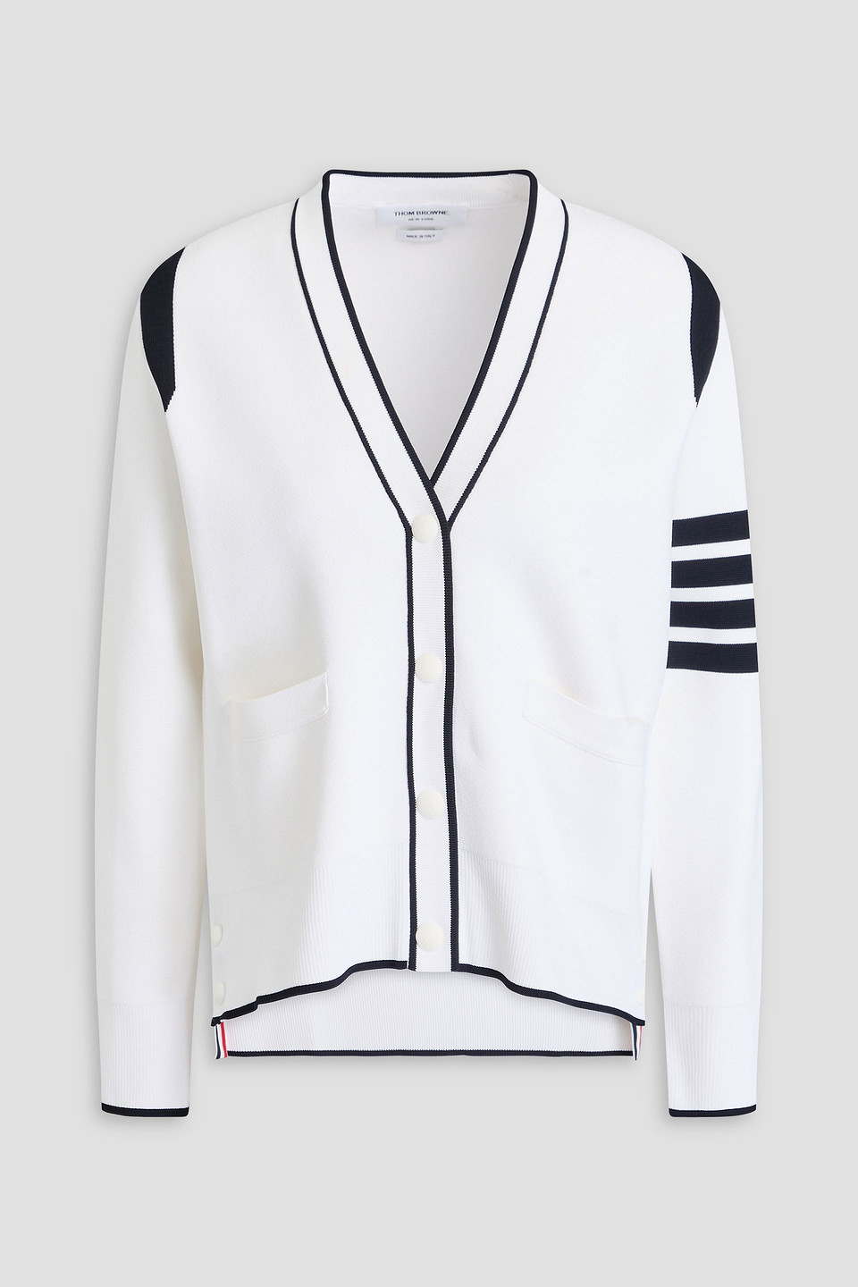 Thom Browne Striped Knitted Cardigan In White